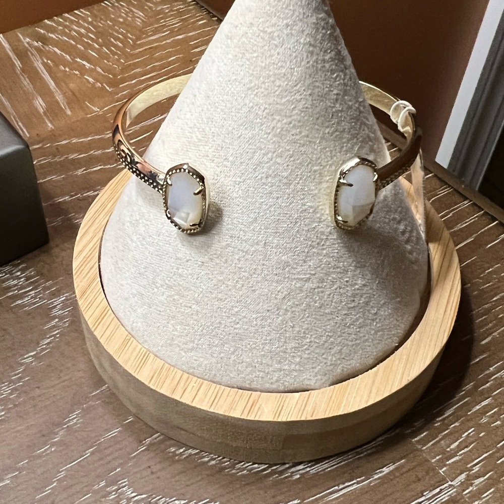Kendra Scott silver cuff bracelet with white stones NWT